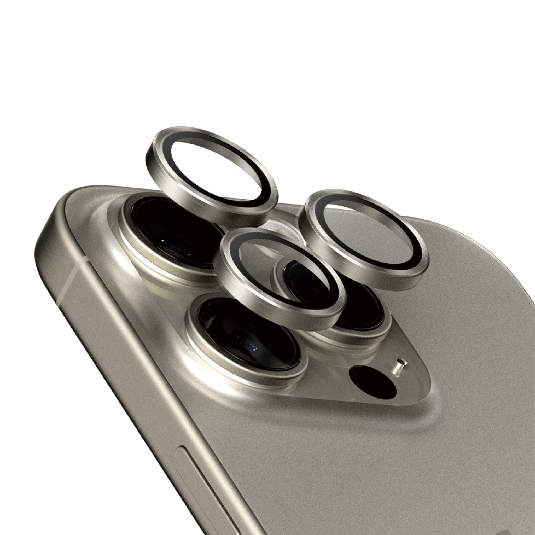 PanzerGlass® Hoops® Naturlig Titanium Kameralinsebeskytter iPhone 15 Pro | 15 Pro Max